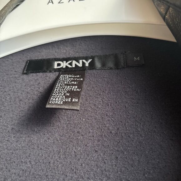 DKNY Leather Black Jacket Modern Genuine Leather Men's M (Woman’s L) Soft Lining - Picture 8 of 10